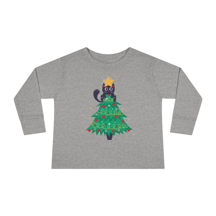 Cat Christmas Tree Toddler Long Sleeve Tee
