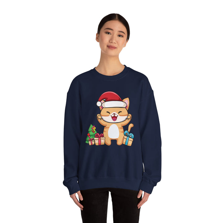 Happy Santa Cat Crewneck Sweatshirt