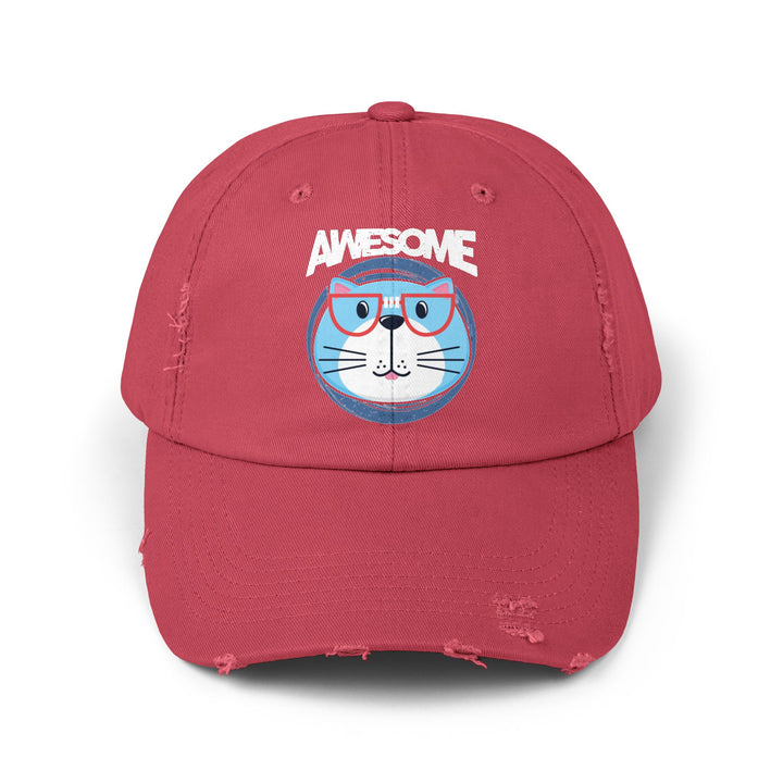 Awesome Cat Unisex Distressed Hat