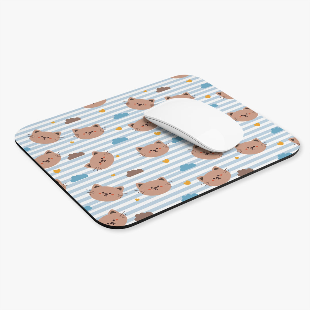 Blue Stripes Cat Mouse Pad
