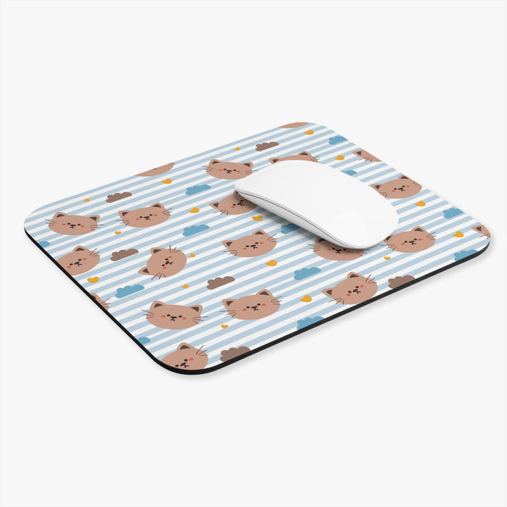 Blue Stripes Cat Mouse Pad