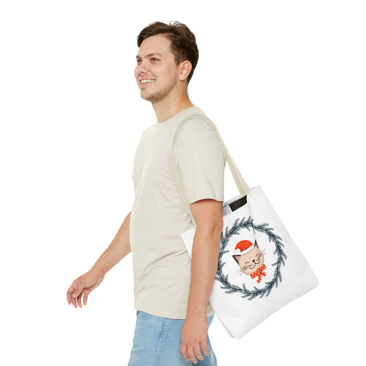 Vintage Christmas Cat Tote Bag