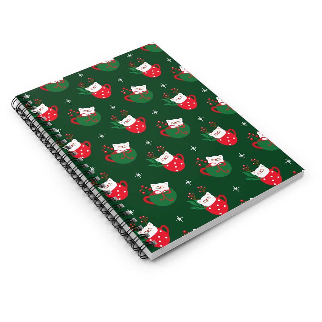 Cat Christmas Cup Spiral Notebook