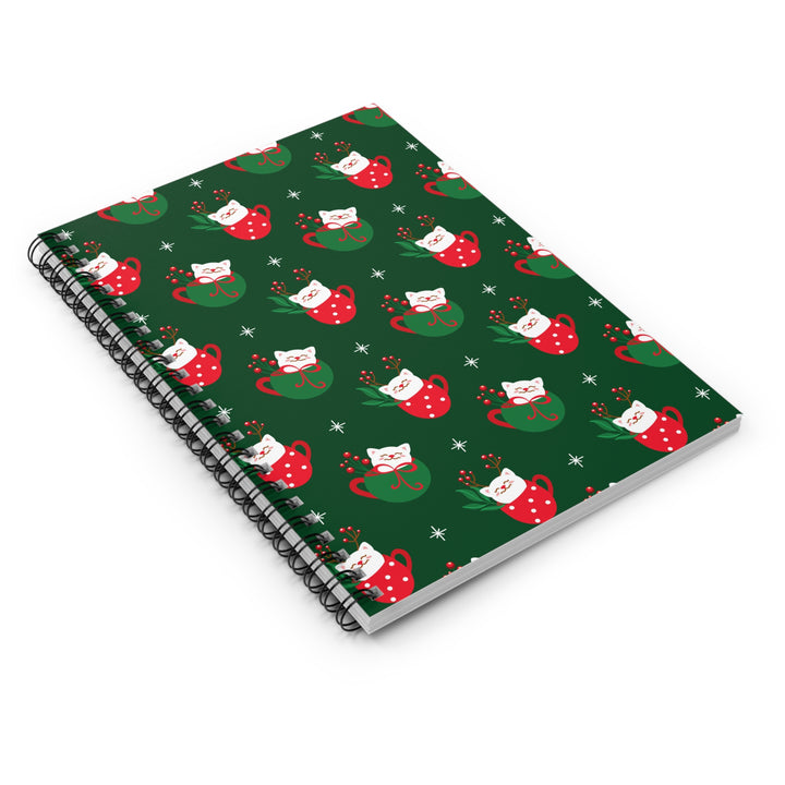 Cat Christmas Cup Spiral Notebook