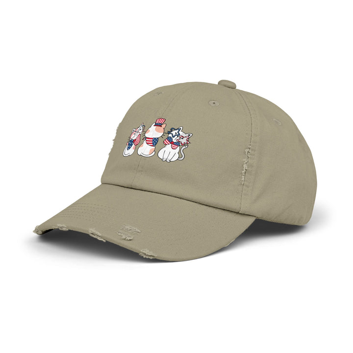 Flag Waving Cats Unisex Distressed Hat