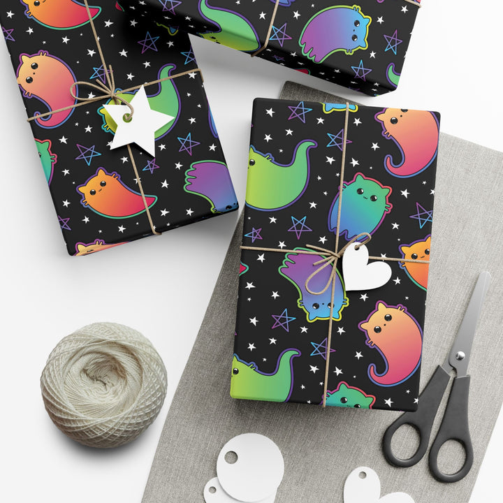 Rainbow Ghost Cat Gift Wrap