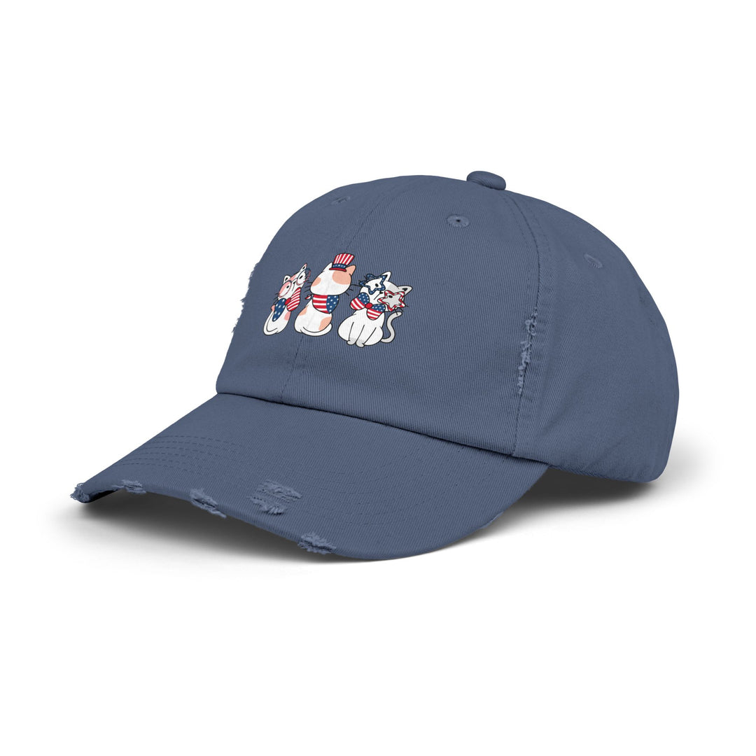 Flag Waving Cats Unisex Distressed Hat