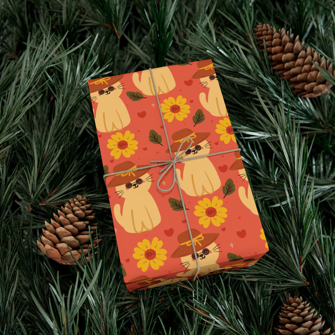 Straw Hat Cat Gift Wrap