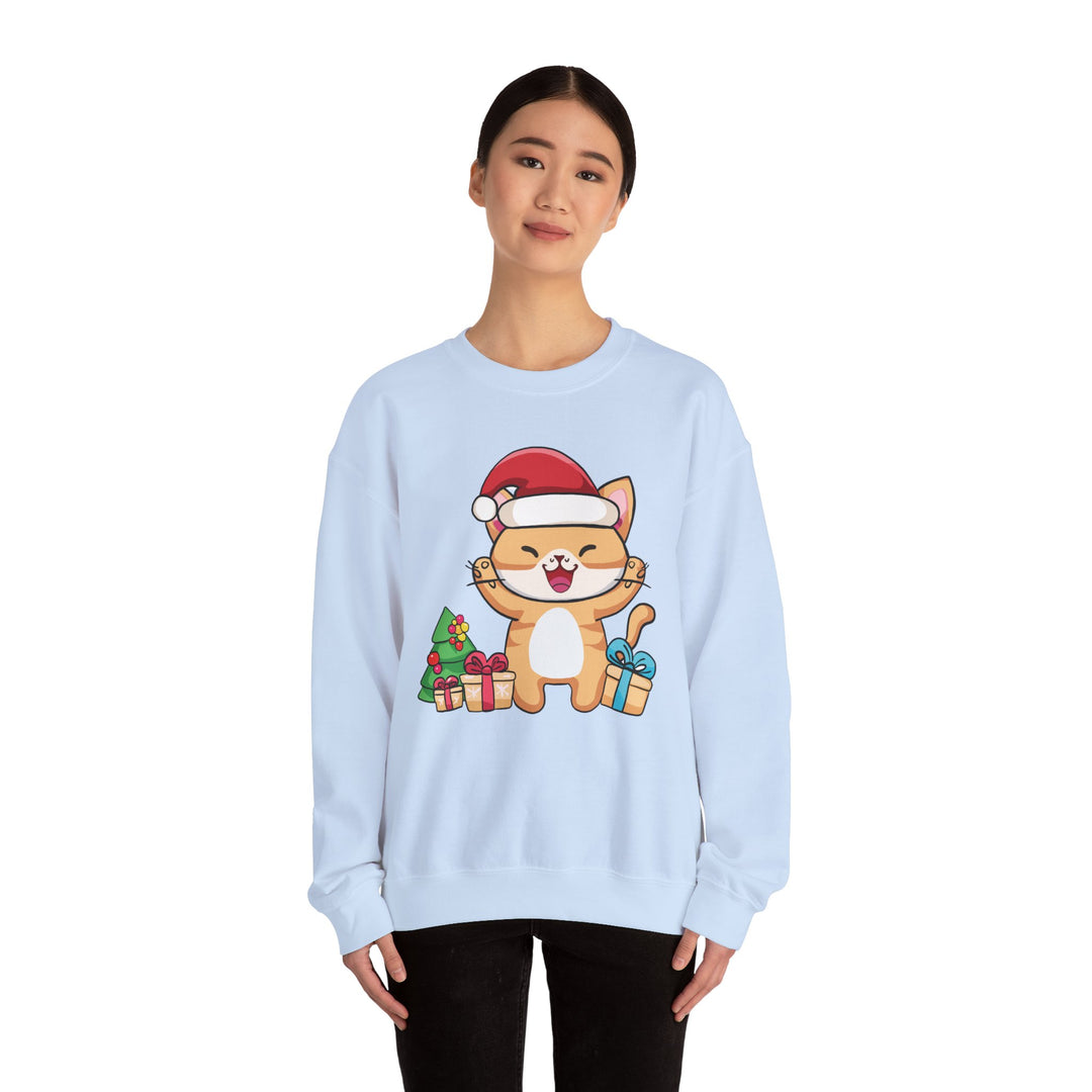 Happy Santa Cat Crewneck Sweatshirt