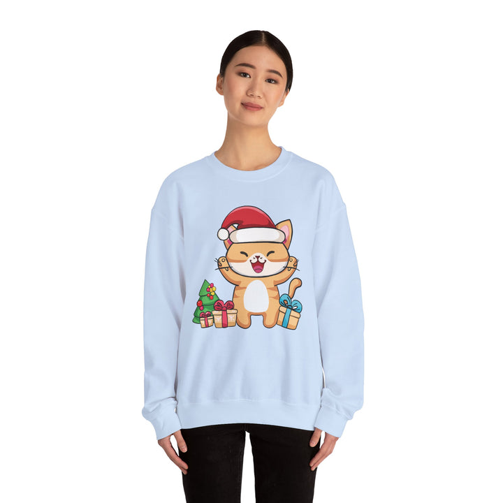 Happy Santa Cat Crewneck Sweatshirt