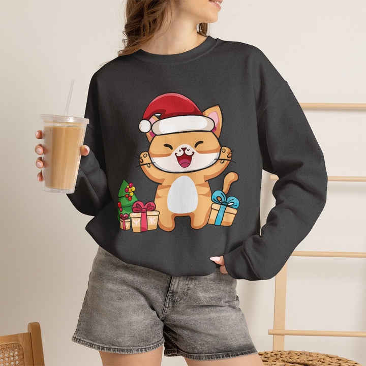 Happy Santa Cat Crewneck Sweatshirt