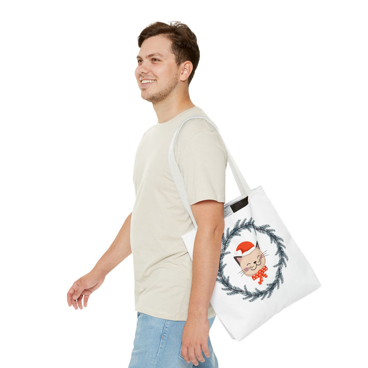 Vintage Christmas Cat Tote Bag