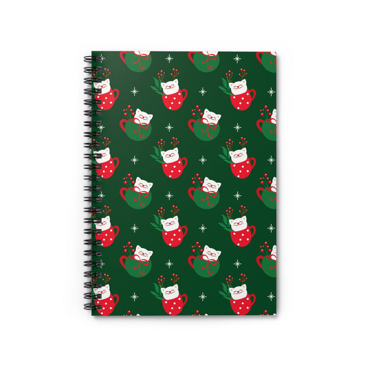 Cat Christmas Cup Spiral Notebook