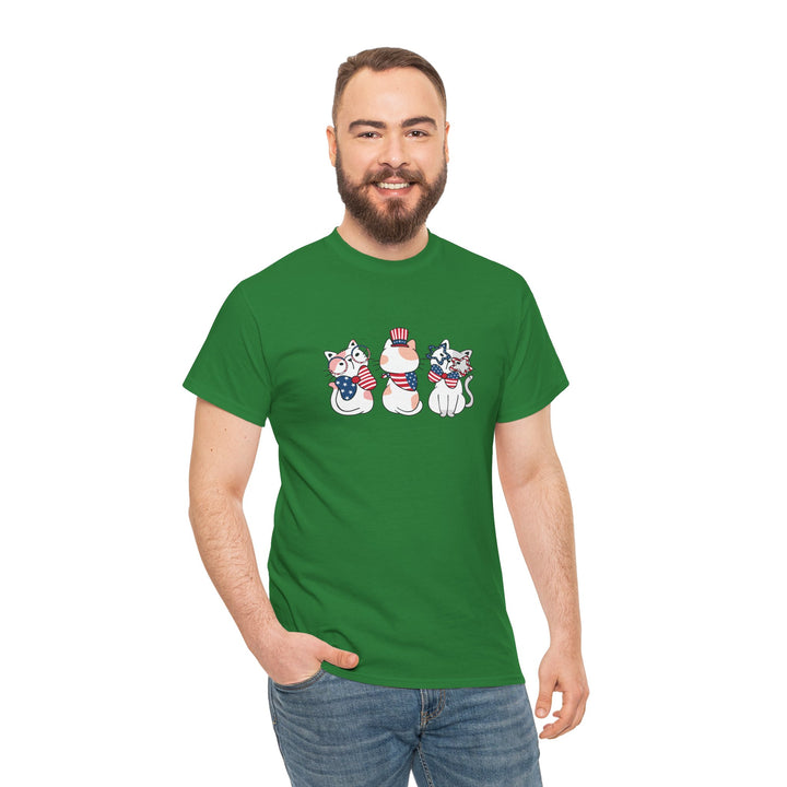 Flag Waving Cats Cotton Tee