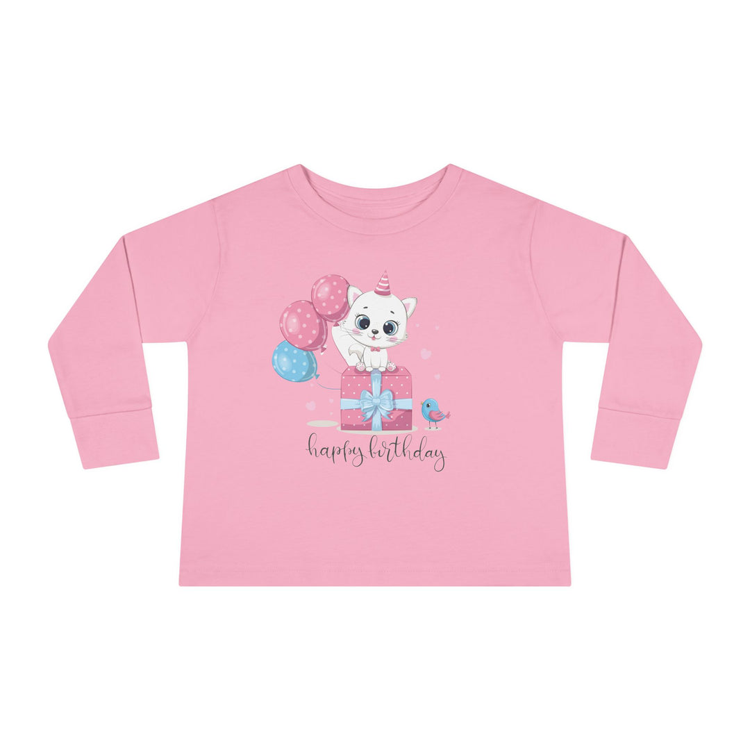 Happy Birthday Kitty Toddler Long Sleeve Tee