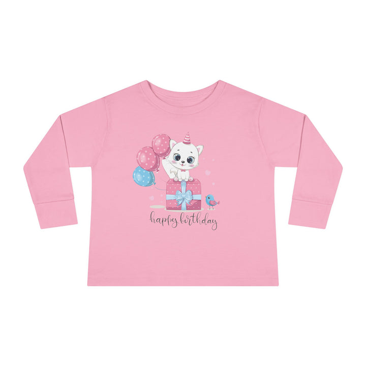 Happy Birthday Kitty Toddler Long Sleeve Tee