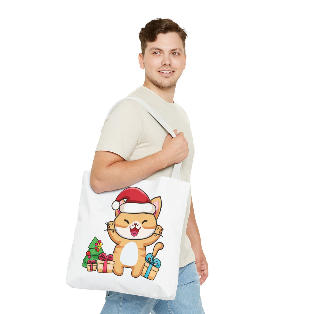 Happy Santa Cat Tote Bag