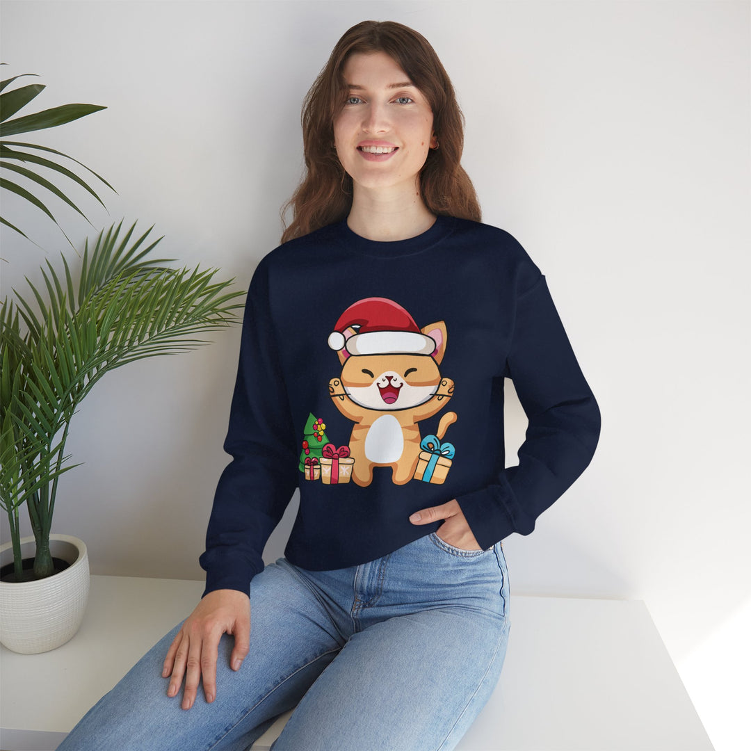 Happy Santa Cat Crewneck Sweatshirt