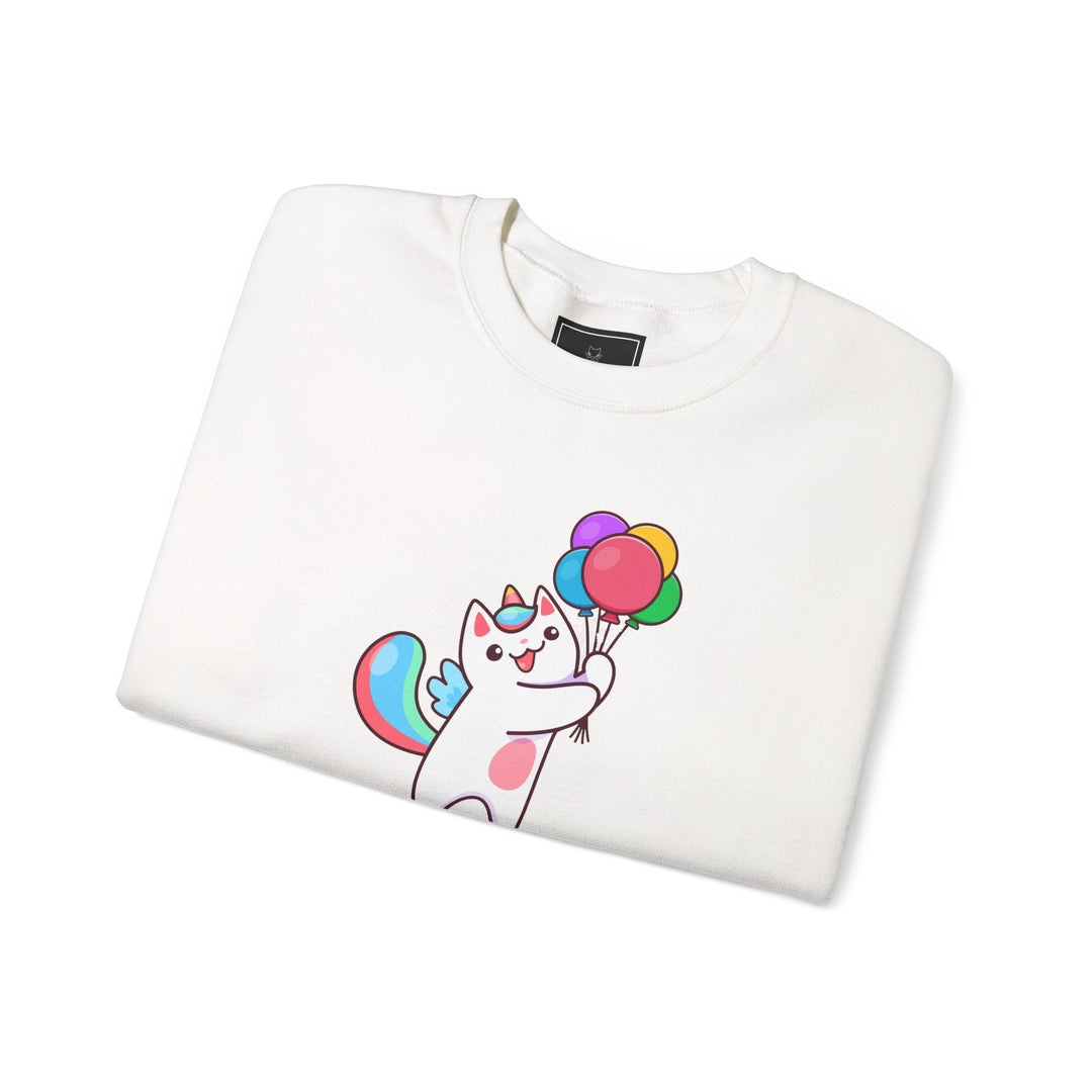 Caticorn and Balloons Unisex Crewneck Sweatshirt