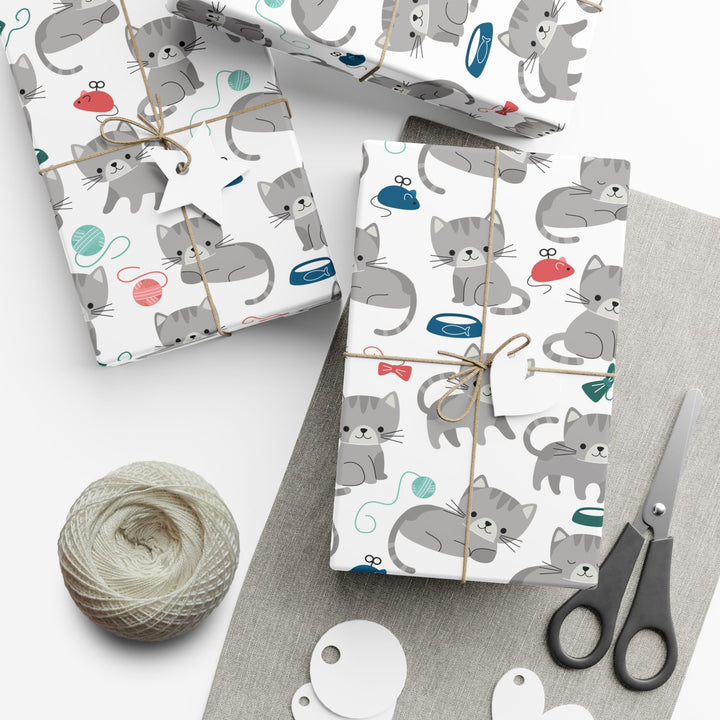 Playful Gray Kitten Gift Wrap