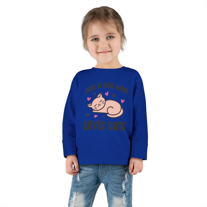 Girl Who Loves Cats Toddler Long Sleeve Tee