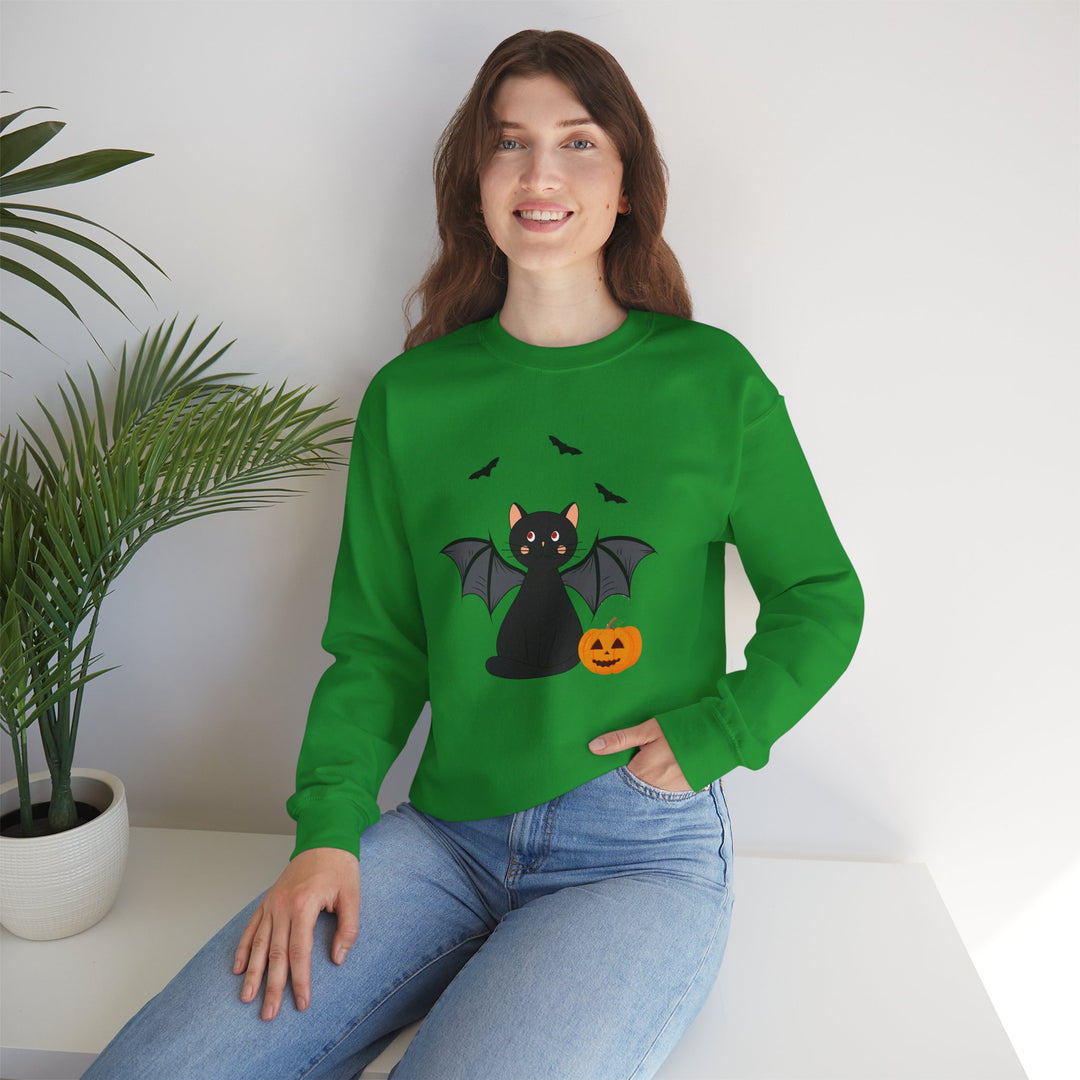 Bat Cat Halloween Crewneck Sweatshirt