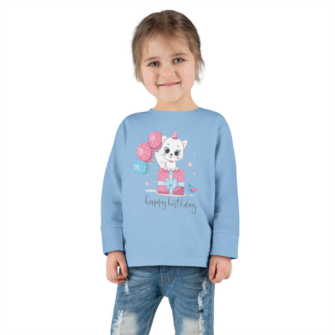 Happy Birthday Kitty Toddler Long Sleeve Tee