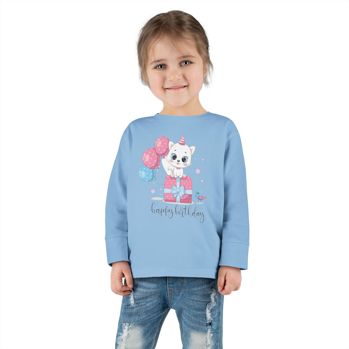 Happy Birthday Kitty Toddler Long Sleeve Tee