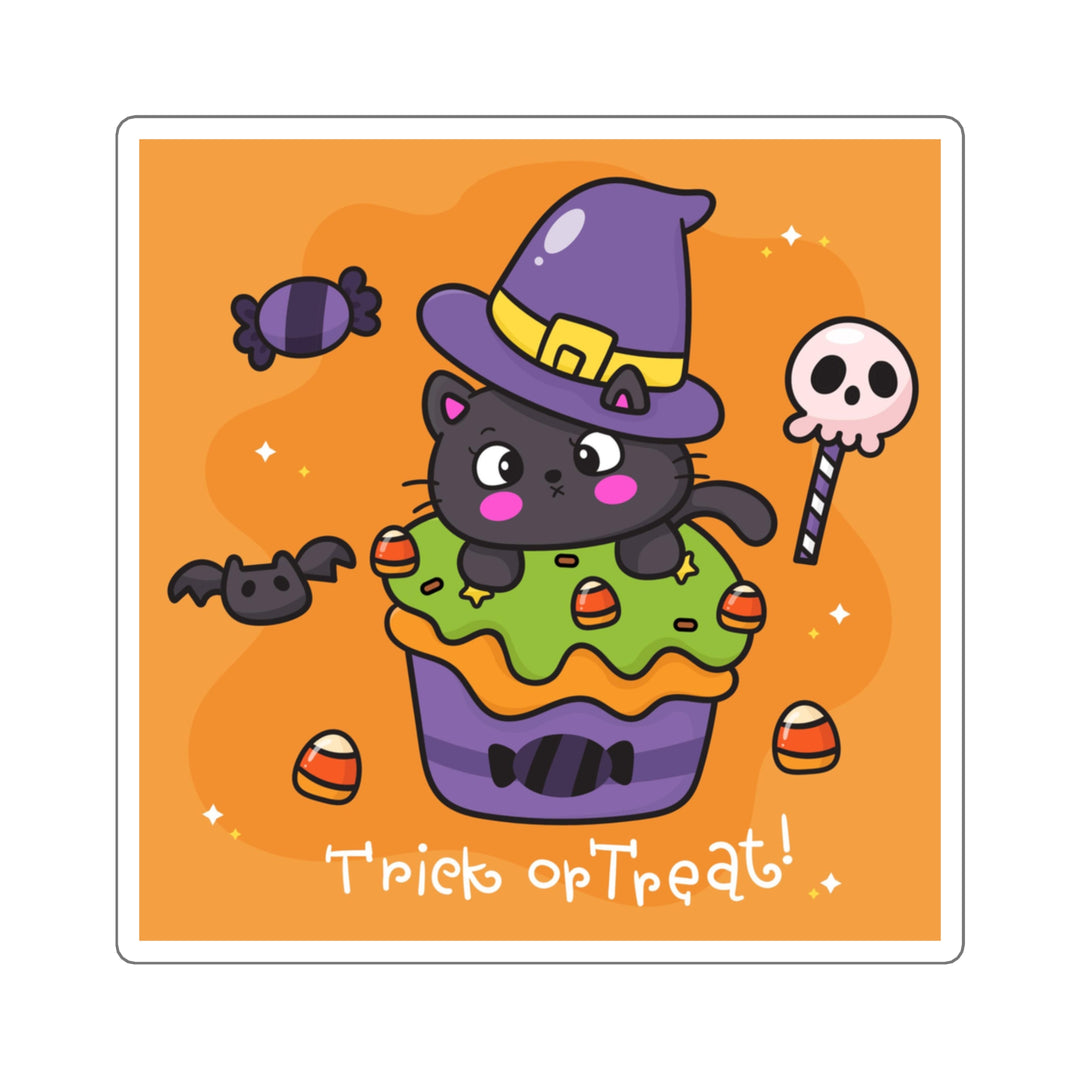 Halloween Cupcake Cat Square Sticker