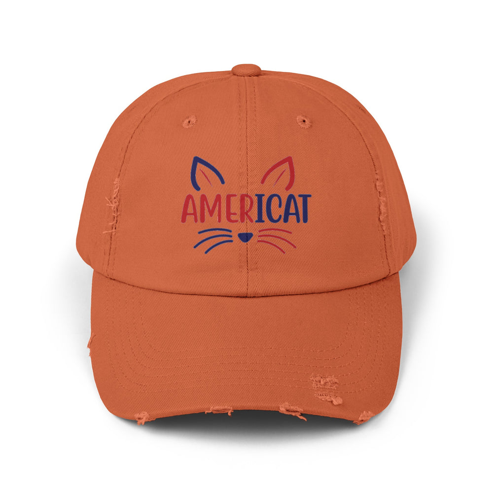 Americat Unisex Distressed Hat- Happy Little Kitty