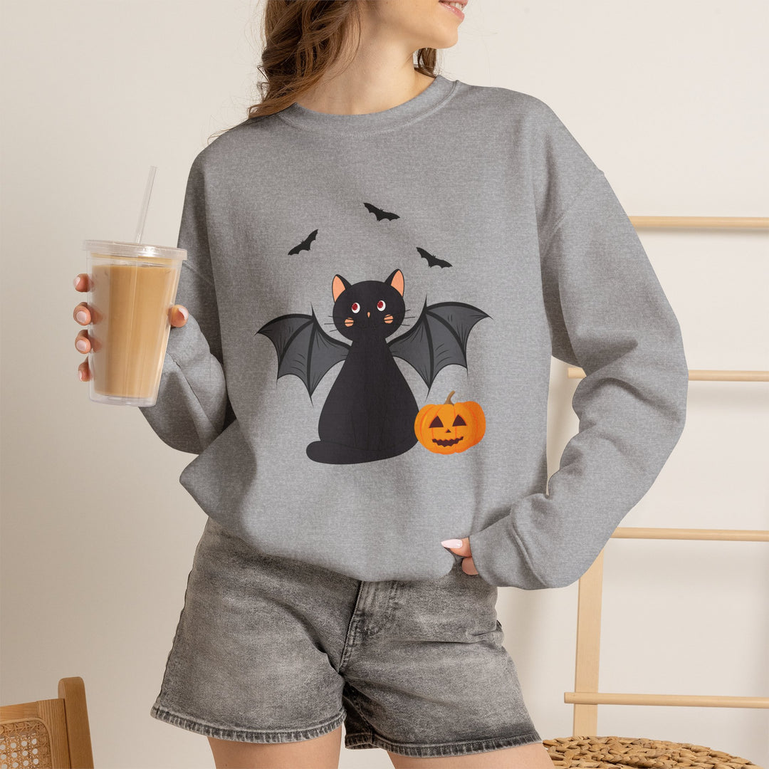 Bat Cat Halloween Crewneck Sweatshirt