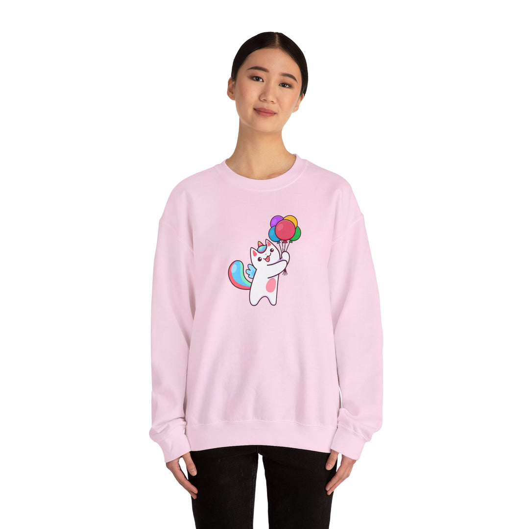 Caticorn and Balloons Unisex Crewneck Sweatshirt
