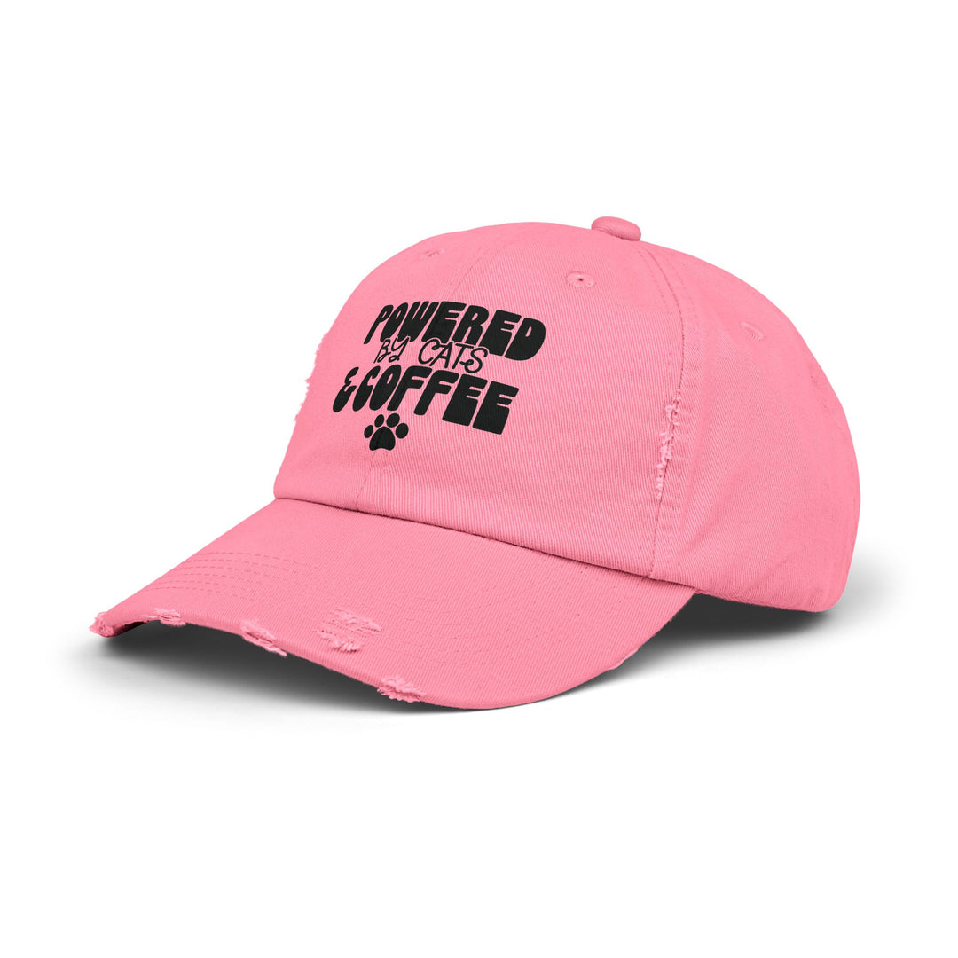 Cats and Coffee Unisex Distressed Hat
