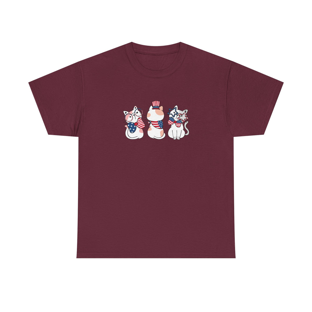 Flag Waving Cats Cotton Tee