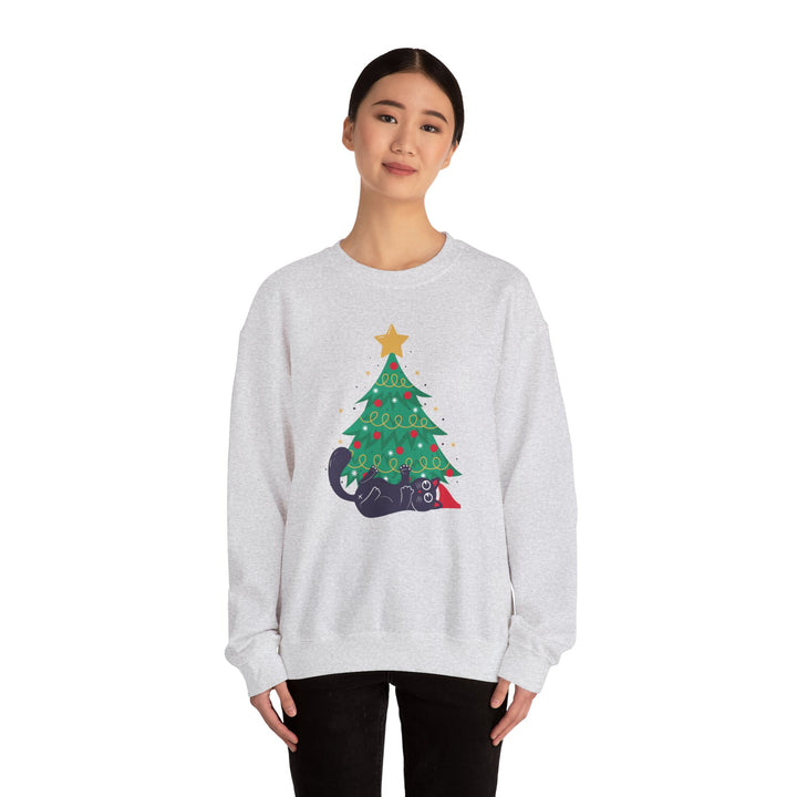 Mischievous Christmas Kitty Crewneck Sweatshirt