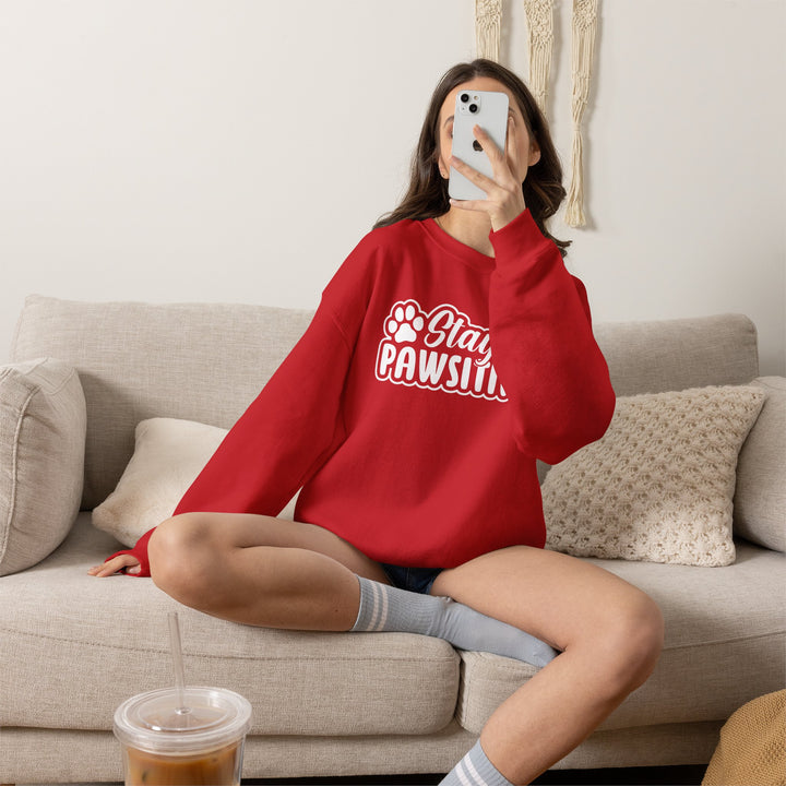 Stay Pawsitive Unisex Crewneck Sweatshirt