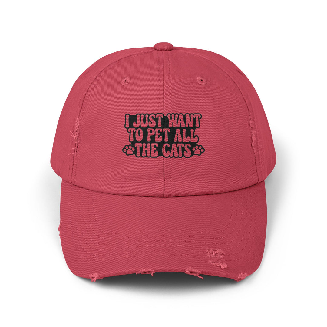 Pet All The Cats Unisex Distressed Hat