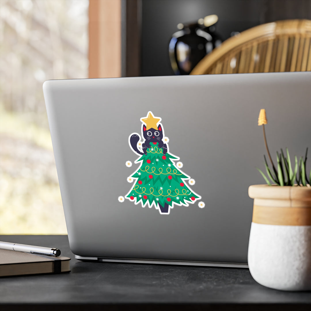 Cat Christmas Tree Sticker
