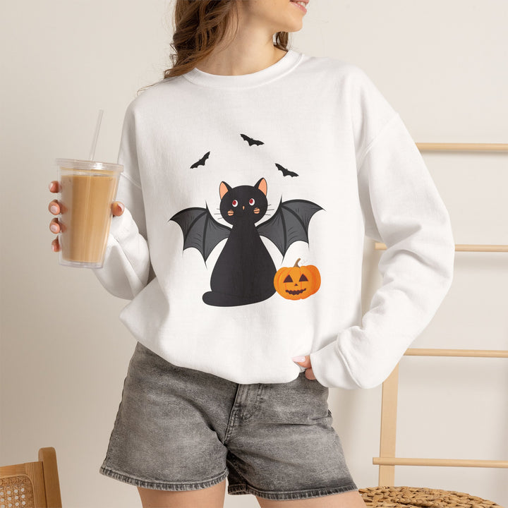 Bat Cat Halloween Crewneck Sweatshirt