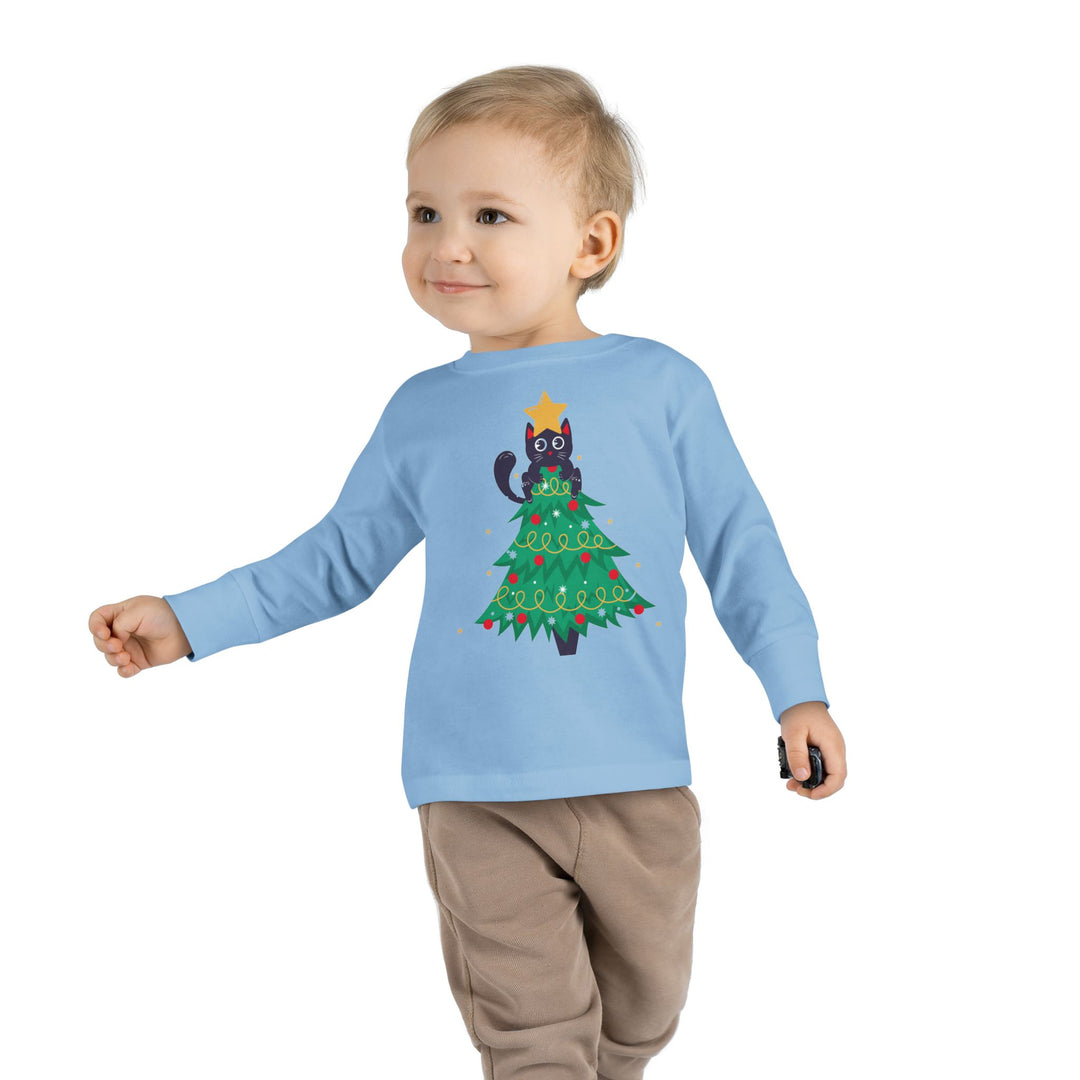 Cat Christmas Tree Toddler Long Sleeve Tee
