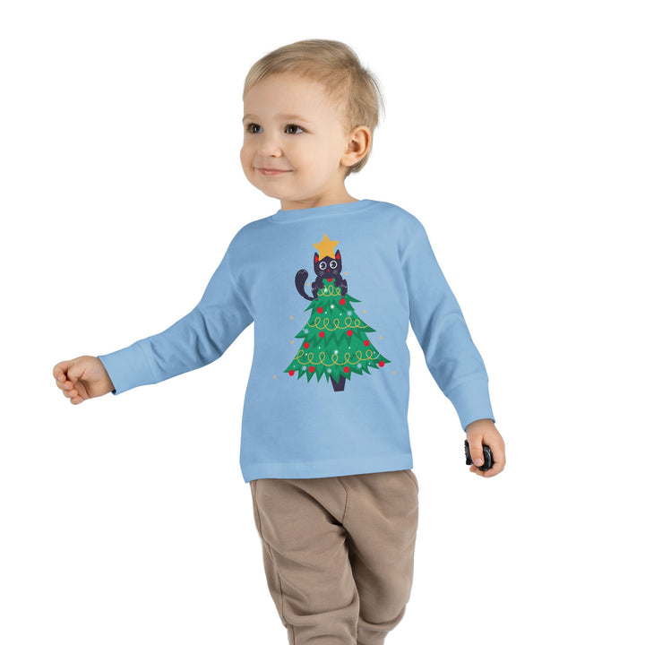 Cat Christmas Tree Toddler Long Sleeve Tee
