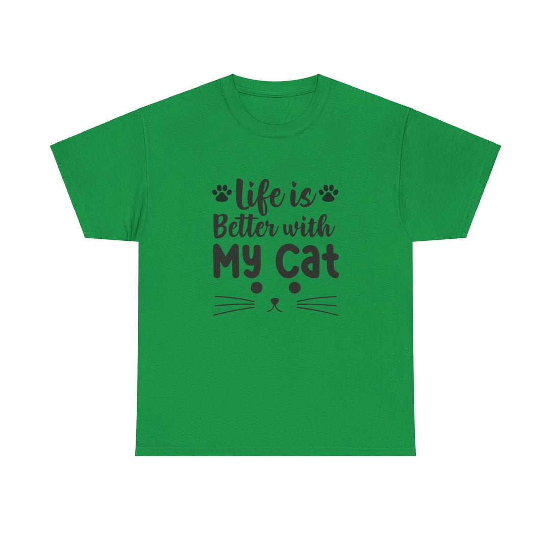 Better With My Cat Cotton Tee- Happy Little Kitty