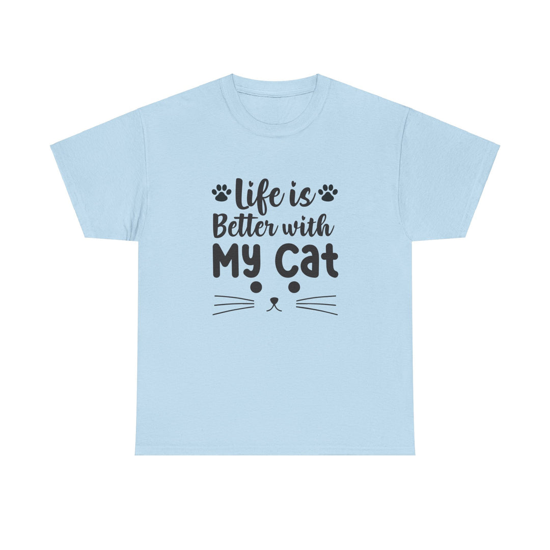 Better With My Cat Cotton Tee- Happy Little Kitty