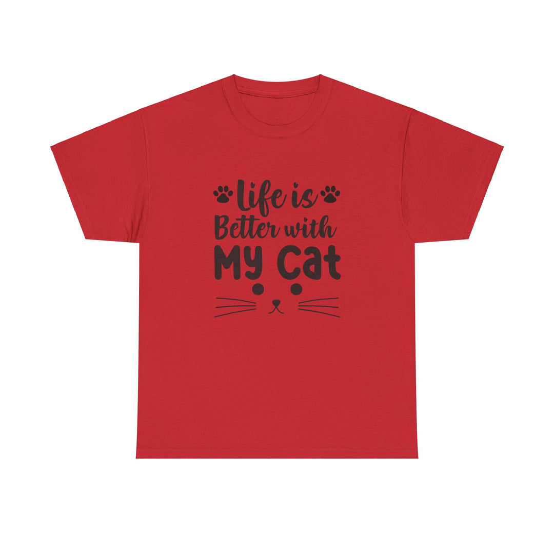 Better With My Cat Cotton Tee- Happy Little Kitty