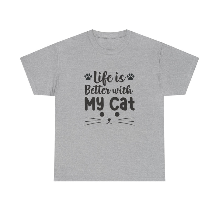 Better With My Cat Cotton Tee- Happy Little Kitty