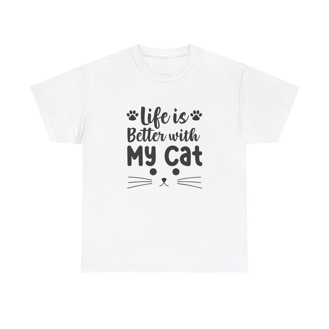 Better With My Cat Cotton Tee- Happy Little Kitty