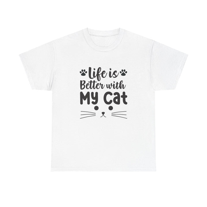 Better With My Cat Cotton Tee- Happy Little Kitty