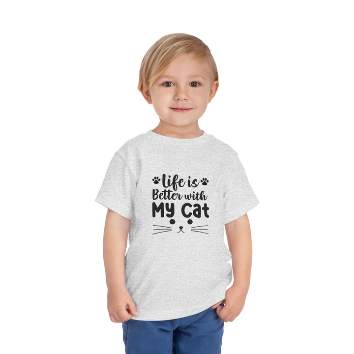 Better With My Cat Toddler Tee - Happy Little Kitty