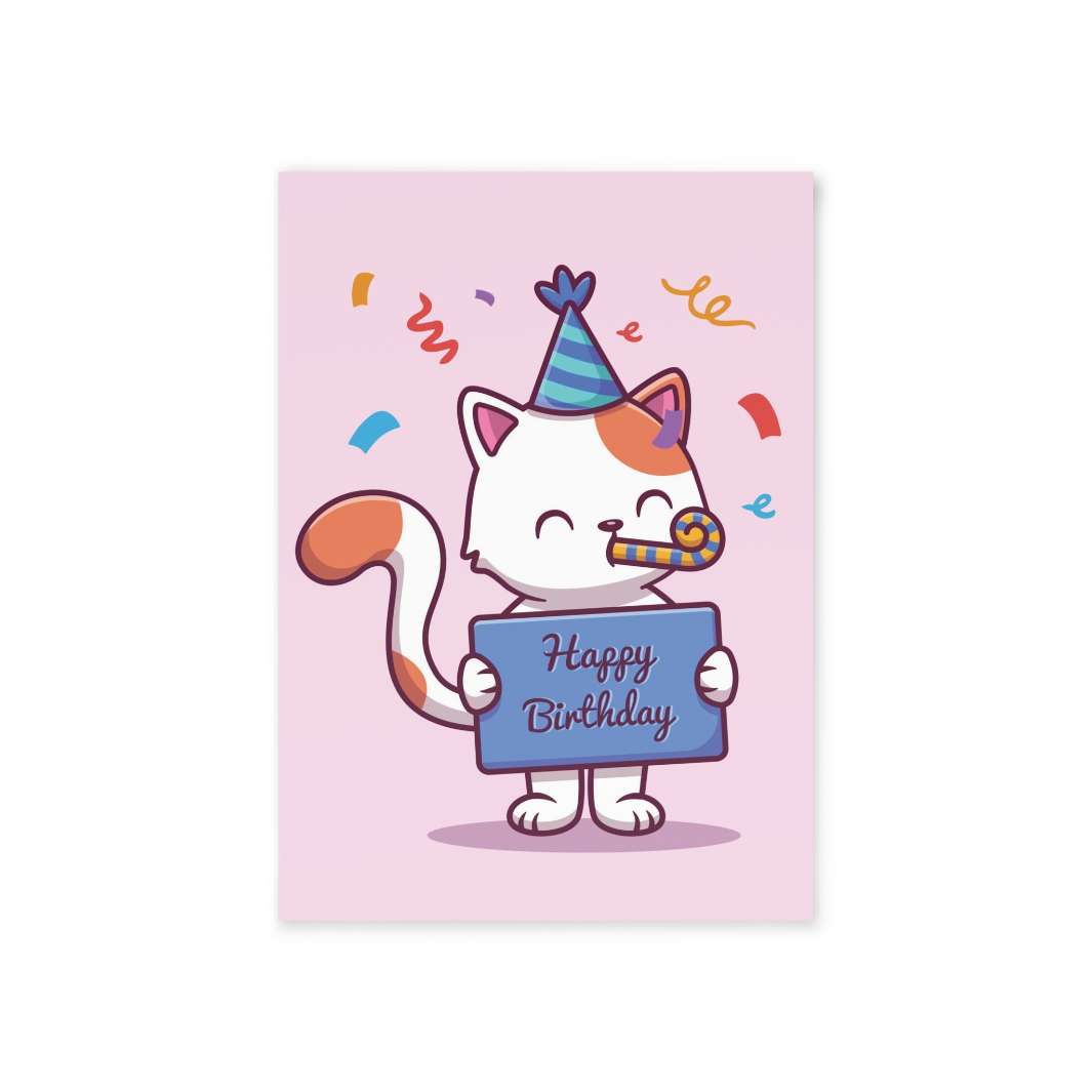 Birthday Celebration Cat Greeting Card - Happy Little Kitty