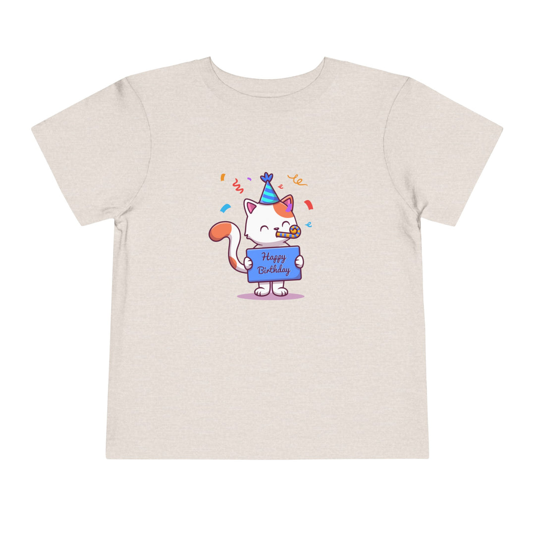 Birthday Celebration Cat Toddler Tee- Happy Little Kitty